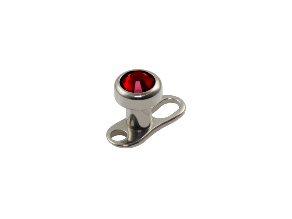 MICRODERMAL TITÂNIO C/ STRASS VERMELHO - 3MM