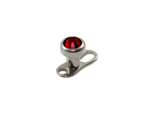 MICRODERMAL TITÂNIO C/ STRASS VERMELHO – 3MM