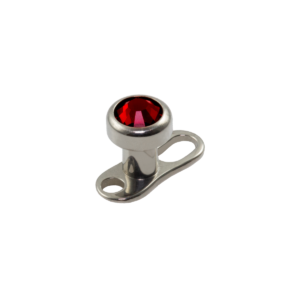MICRODERMAL TITÂNIO C/ STRASS VERMELHO - 3MM