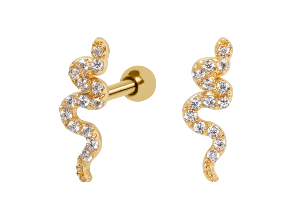 MICRO RETO OURO 18K COBRA CRAVEJADA BR08 - AMARELO
