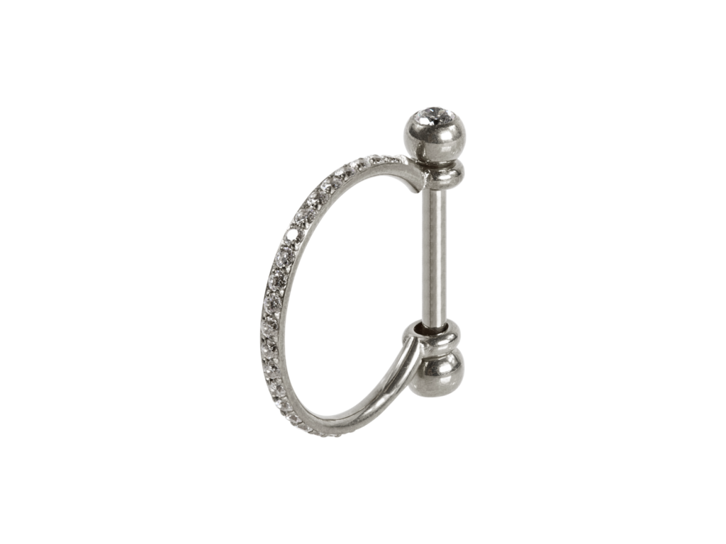 SEMI ARGOLA C/ BARRA TITÂNIO R/I CRAVEJADA - 12MM