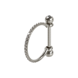 SEMI ARGOLA C/ BARRA TITÂNIO R/I CRAVEJADA - 12MM