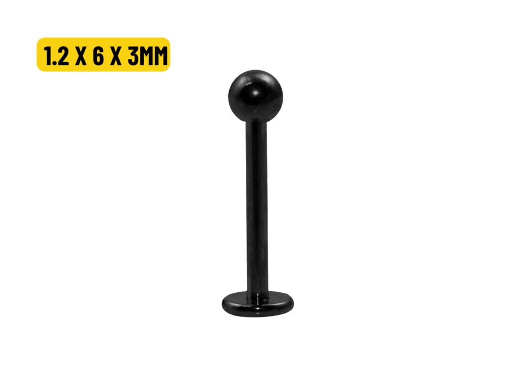 LABRET PVD BLACK - 1.2 X 6 X 3MM