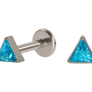 LABRET TITÂNIO R/I TRIÂNGULO C/ ZIRCÔNIA AZUL
