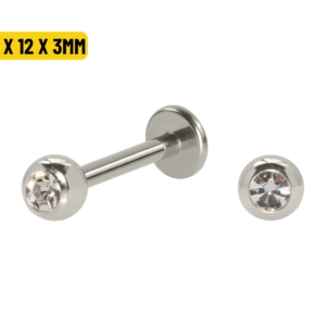 LABRET AÇO C/ STRASS 1.2 X 12 X 3MM