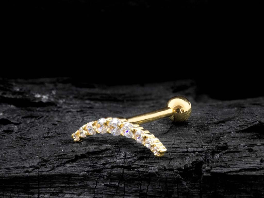 MICRO RETO CLUSTER CRAVEJADO OURO 18K - AMARELO