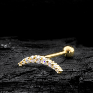 MICRO RETO CLUSTER CRAVEJADO OURO 18k - AMARELO