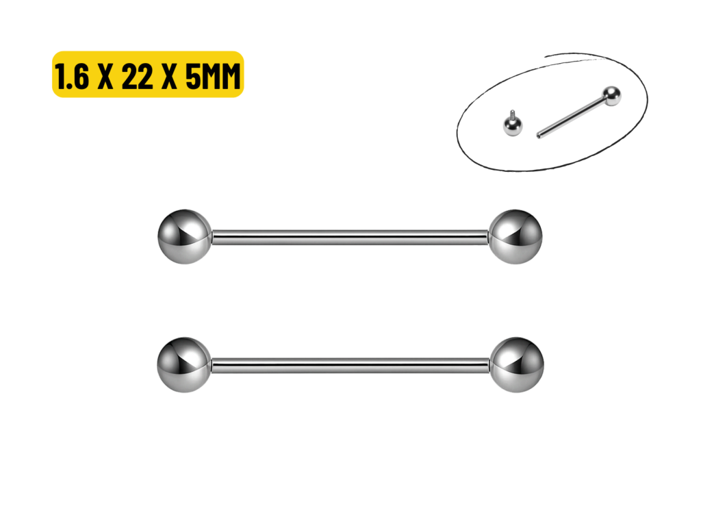 BARBELL TITÂNIO NATURAL R/INTERNA - 1.6 X 22 X 5MM