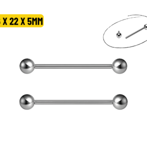 BARBELL TITÂNIO NATURAL R/INTERNA - 1.6 X 22 X 5MM