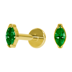 LABRET TITÂNIO PVD R/I PONTO DE LUZ NAVETE VERDE - 2 /4.5MM