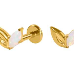 LABRET TITÂNIO R/I 2 PÉTALAS OPALA - PVD GOLD/BOREAL