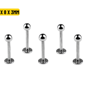 LABRET AÇO - 1.2 X 8 X 3MM