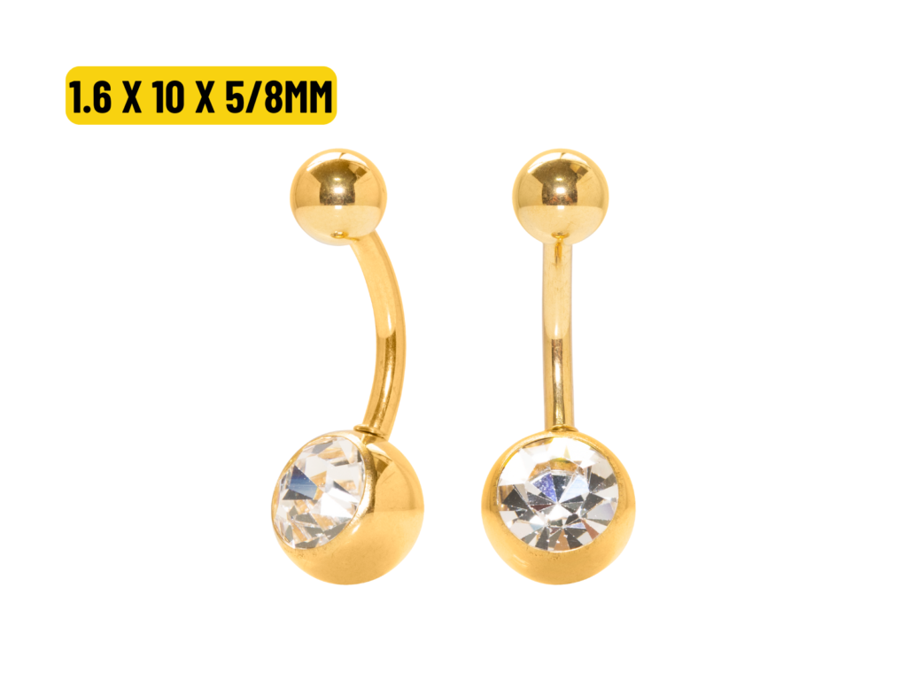 BANANA BELL TITÂNIO PVD 1 PEDRA BRANCO - 1.6 X 10 X 5/8MM
