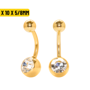 BANANA BELL TITÂNIO PVD 1 PEDRA BRANCO - 1.6 X 10 X 5/8MM
