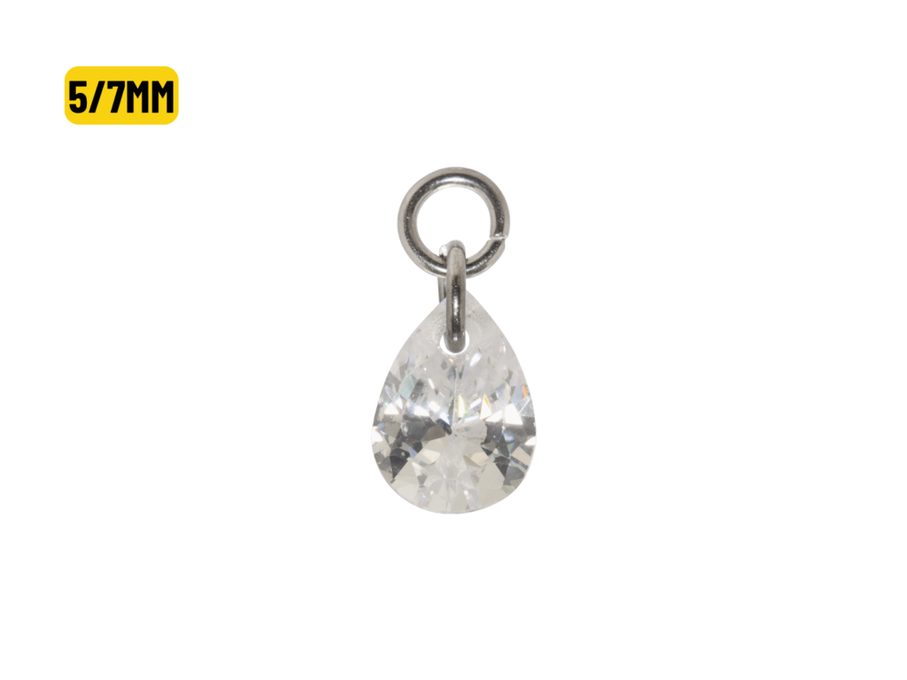 PINGENTE AVULSO TITÂNIO GOTA ZIRCÔNIA - 5/7MM
