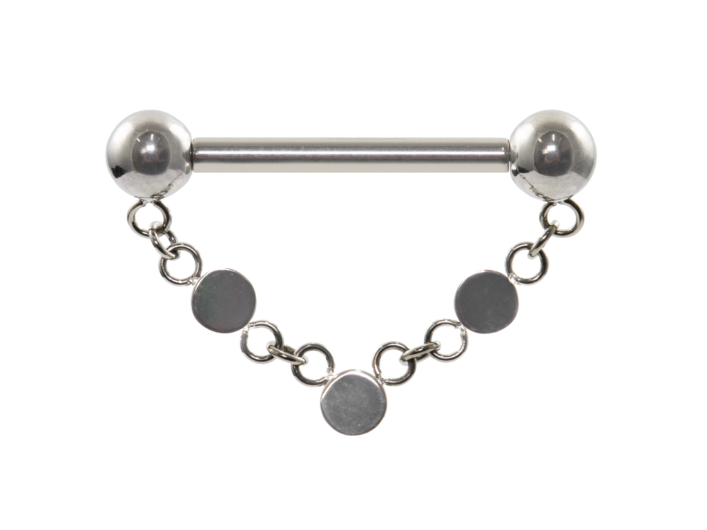 MAMILO TITÂNIO PUSH PIN CORRENTE C/ ESFERAS FLAT