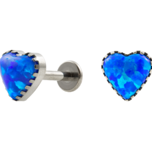LABRET TITÂNIO R/I CORAÇÃO OPALA AZUL - 8MM