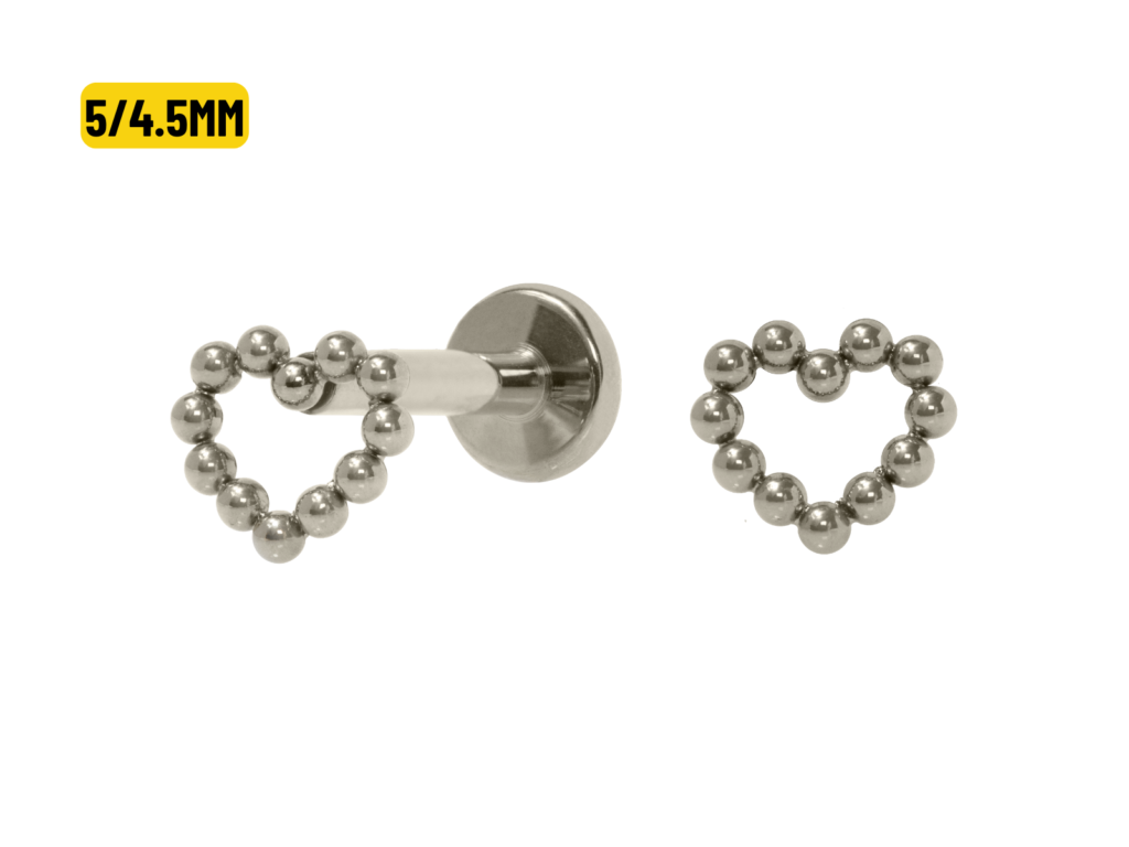 LABRET TITÂNIO R/I CORAÇÃO VAZADO - 5/4.5MM