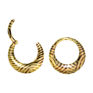 SEGMENTO CLICKER OVAL TITÂNIO PVD GOLD LISTRADO - 8MM