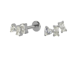 LABRET TITÂNIO R/I CLUSTER 3 ZIRCÔNIAS