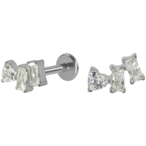 LABRET TITÂNIO R/I CLUSTER 3 ZIRCÔNIAS