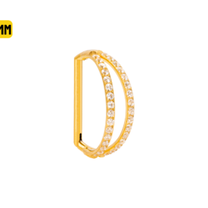 MEIA ARGOLA CLICKER TITÂNIO PVD 2 FILEIRAS C/ PEDRA - 10MM