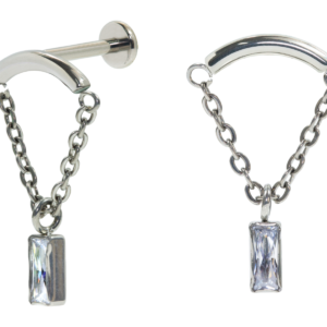 LABRET TITÂNIO R/I BARRA C/ CORRENTE E PONTO DE LUZ