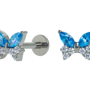 LABRET TITÂNIO R/I BORBOLETA C/ ZIRCÔNIA MAIOR - AZUL