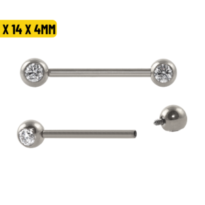 MAMILO TITÂNIO R/I C/ PEDRA - 1.2 X 14 X 4MM