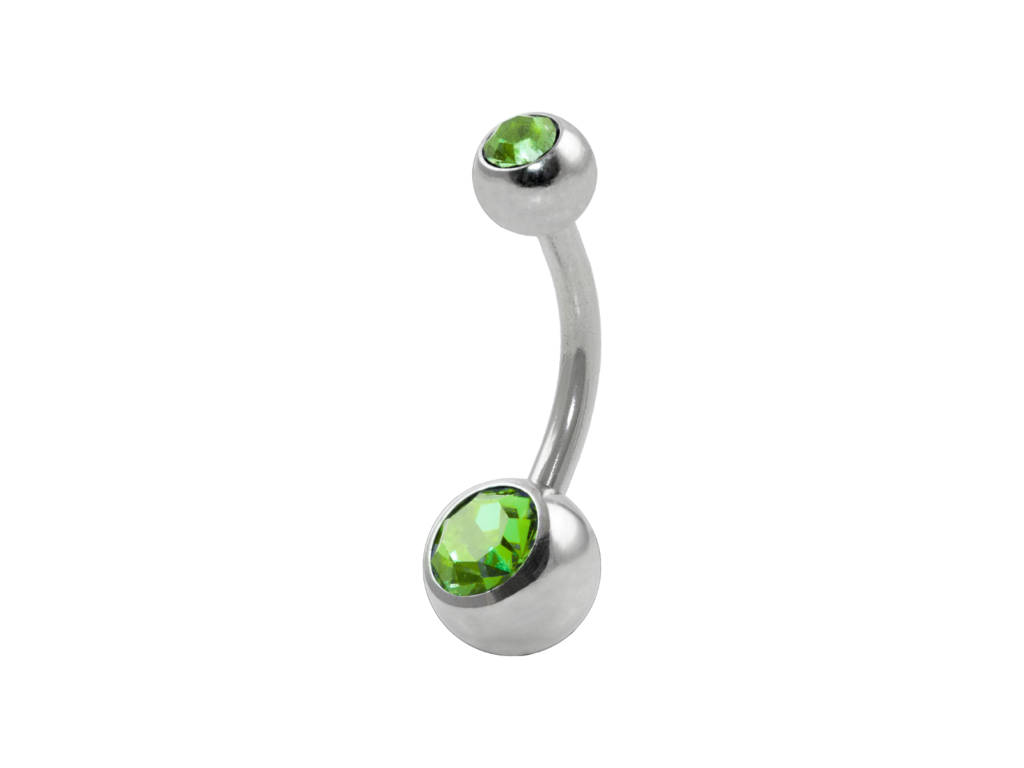 BANANA BELL AÇO C/ STRASS 2 PEDRAS VERDE CLARO - M