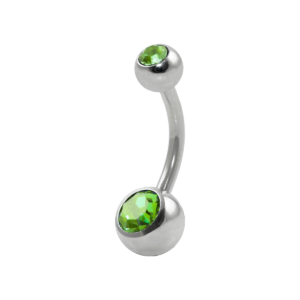 BANANA BELL AÇO C/ STRASS 2 PEDRAS VERDE CLARO - M