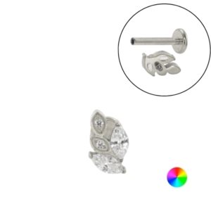 LABRET TITÂNIO R/I FOLHA C/ PEDRA MOD1