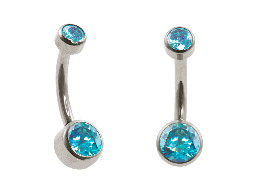 BANANA BELL TITÂNIO R/I FLAT C/ ZIRCÔNIA - AZUL TURQUESA