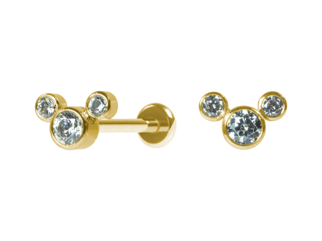 LABRET AÇO R/I MICKEY - PVD GOLD