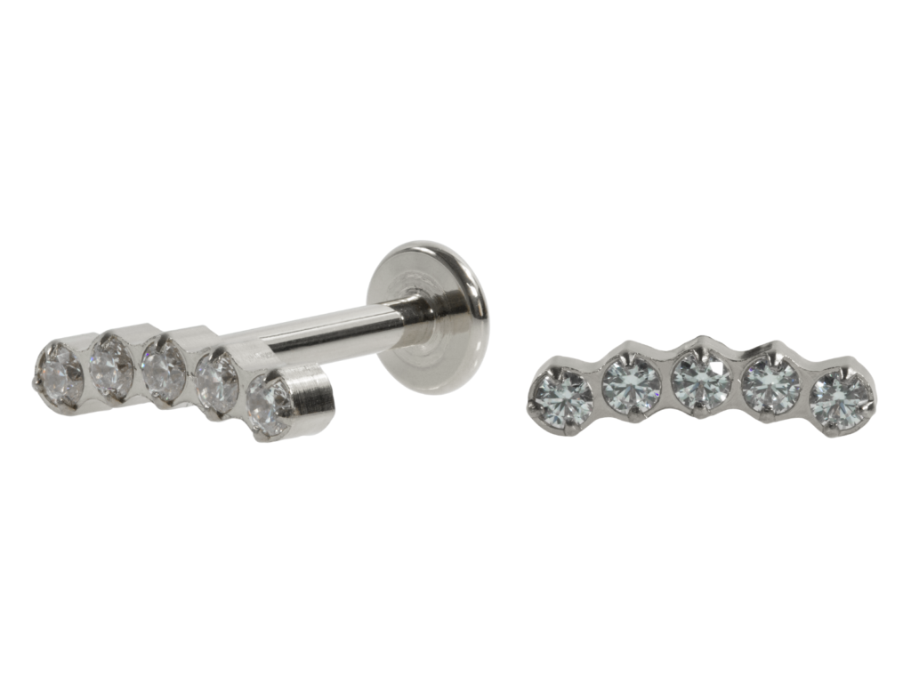 LABRET AÇO R/I CLUSTER 5 PEDRAS