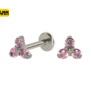 LABRET TITÂNIO R/I TRINITY C/ ZIRCÔNIA 5/4MM - ROSA CLARO