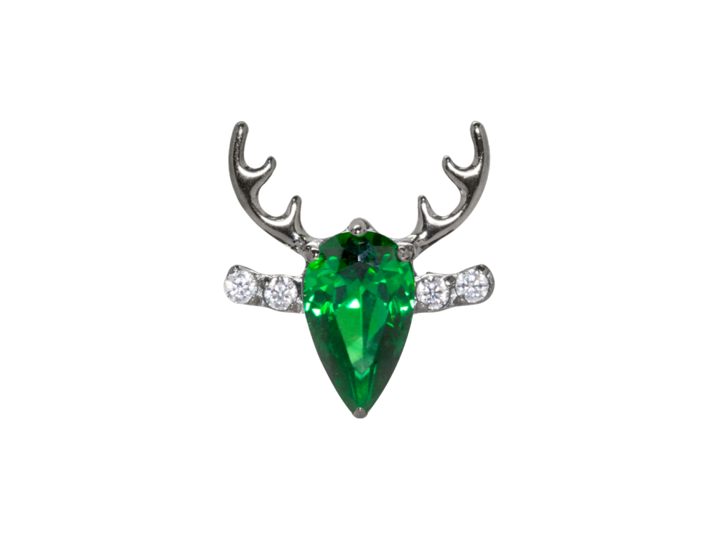 TOPO TITÂNIO 0.9 (1.2MM) - CERVO C/ ZIRCÔNIA VERDE