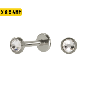 LABRET TITÂNIO R/I FLAT C/ ZIRCÔNIA - 1.2 X 8 X 4MM