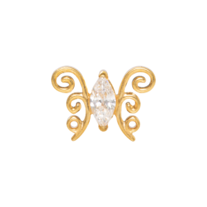 TOPO TITÂNIO PVD 0.9 (1.2MM) - BORBOLETA C/ ZIRCÔNIA