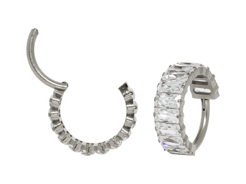 ARGOLA CLICKER TITÂNIO FRONTAL C/ ZIRCÔNIA - 10MM