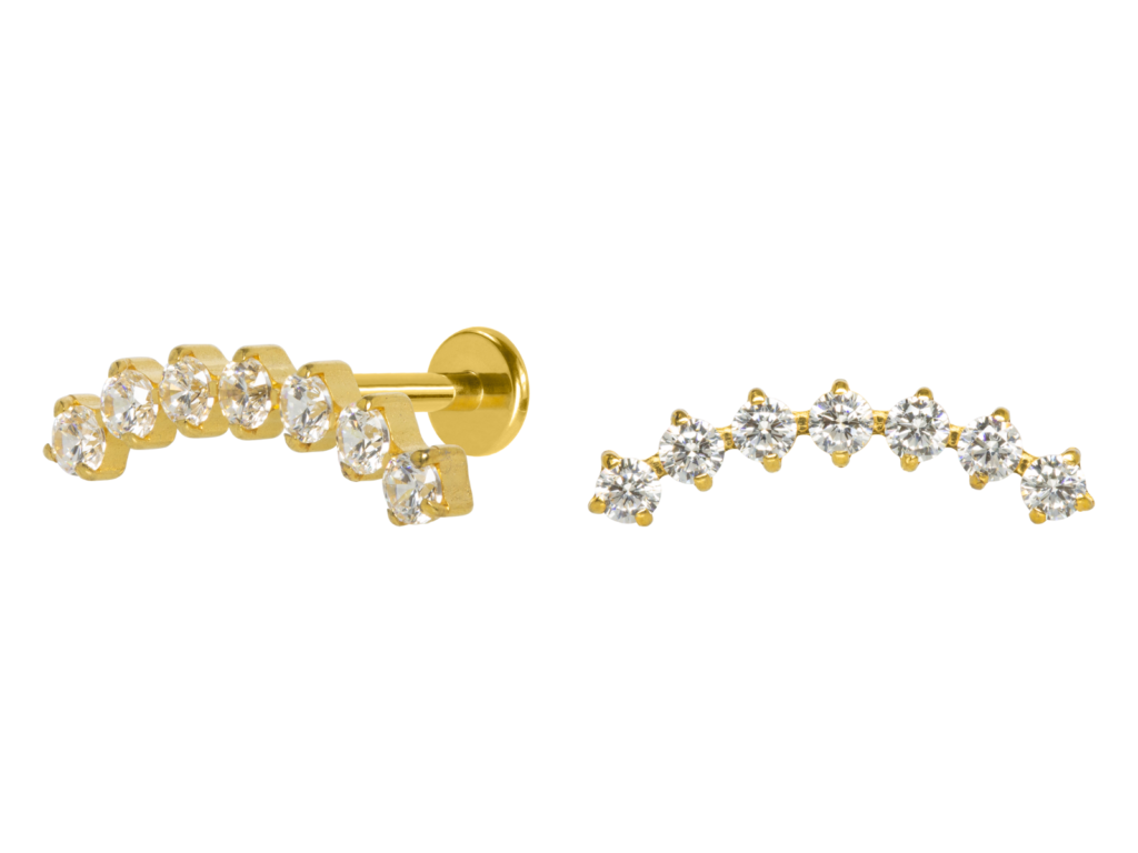 LABRET TITÂNIO PVD R/I CLUSTER 7 PEDRAS
