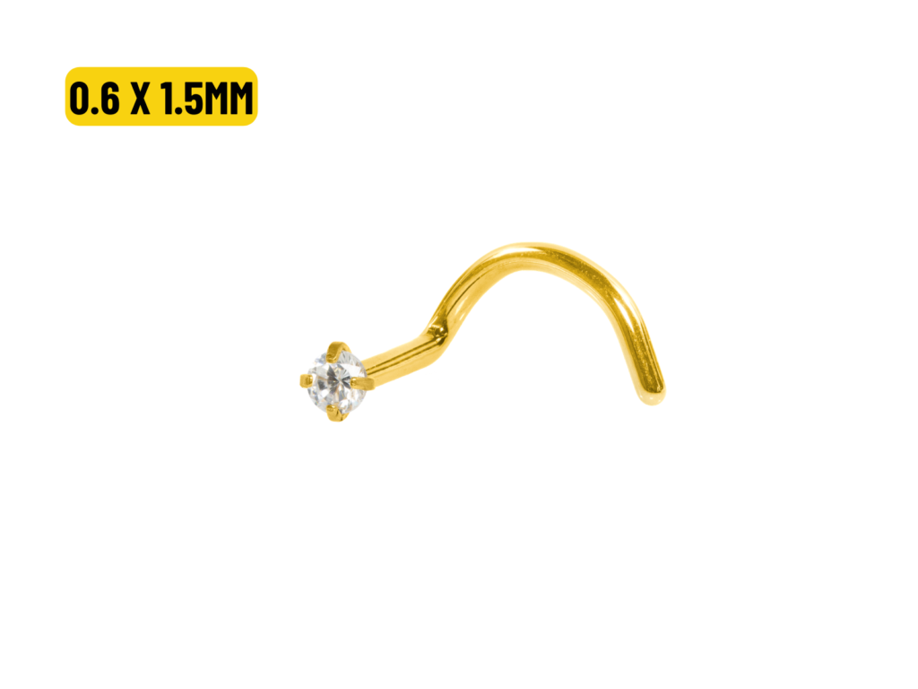 NOSTRIL AÇO PVD GOLD C/ GARRAS - 0.6 X 1.5MM