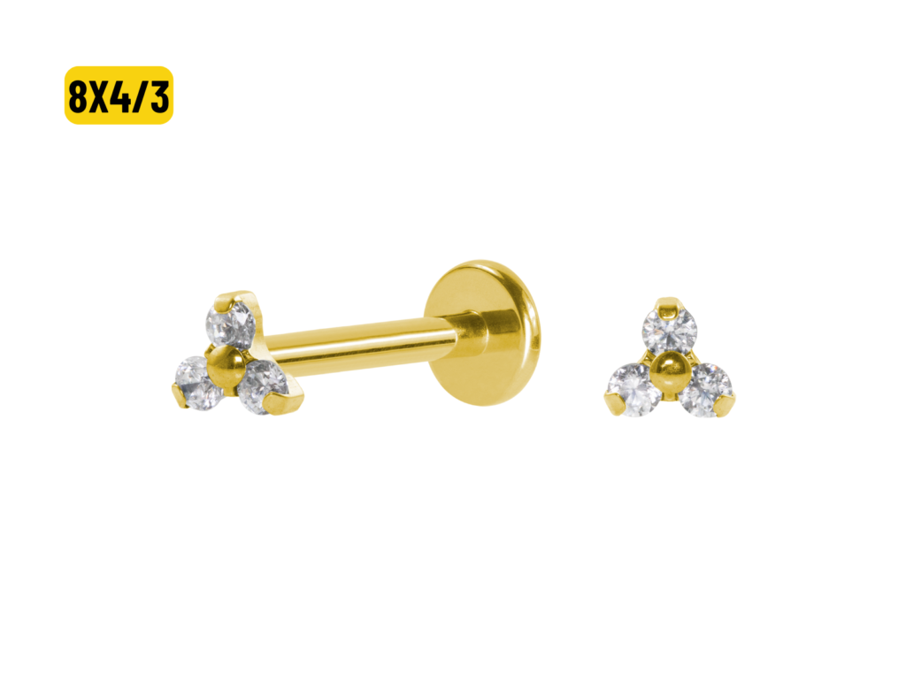 LABRET TITÂNIO PVD R/I TRINITY C/ ZIRCÔNIA 8 X 4/3