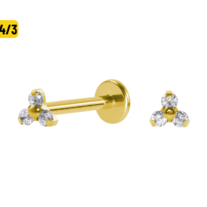 LABRET TITÂNIO PVD R/I TRINITY C/ ZIRCÔNIA 8 X 4/3