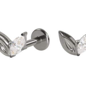 LABRET TITÂNIO R/I 2 PÉTALAS ZIRCÔNIA
