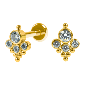 LABRET AÇO R/I INDIANO C/ ZIRCÔNIA - PVD GOLD