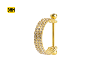 SEMI ARGOLA C/ BARRA AÇO PVD R/I 3 FILEIRAS CRAVEJADA – 8MM