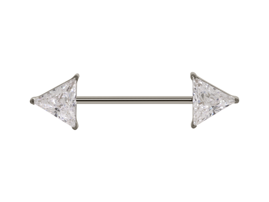 MAMILO TITÂNIO R/I TRIÂNGULO C/ ZIRCÔNIA - 1.2 X 16MM