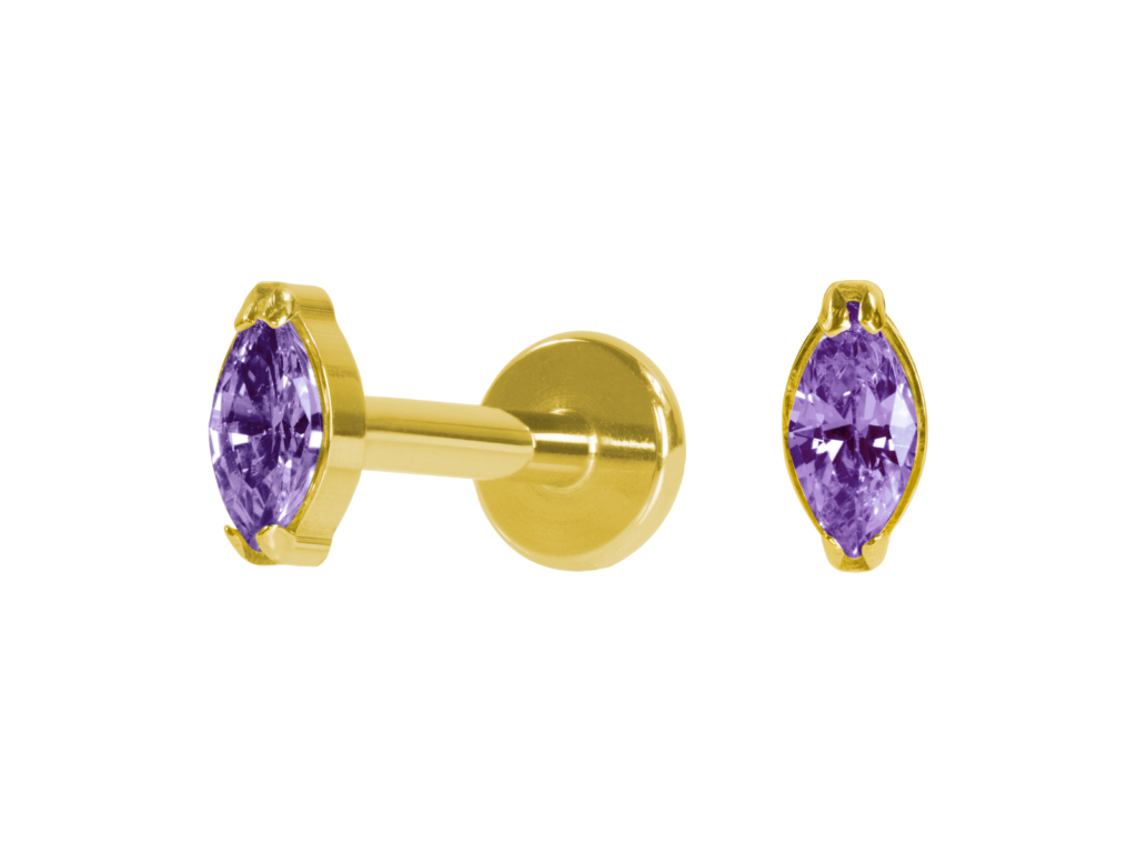LABRET TITÂNIO PVD R/I PONTO DE LUZ NAVETE LILÁS - 2 /4.5MM
