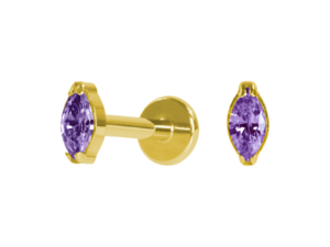 LABRET TITÂNIO PVD R/I PONTO DE LUZ NAVETE LILÁS – 2 /4.5MM